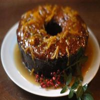 This cake is really special. It was made with tangerines and pink pepper freshly picked on the day from street gardens of Porto Alegre.  at Bonobo in Porto Alegre