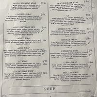 English Menu with V by vegan items.   at Gjelber in Tirana