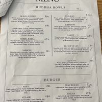 English Menu with V by vegan items.   at Gjelber in Tirana
