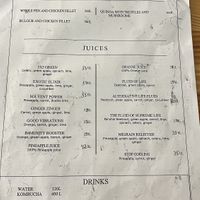 English Menu with V by vegan items.   at Gjelber in Tirana