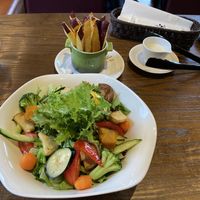 Salad and sweet potatoes   at Bakery and Table in Hakone