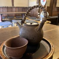 Complimentary green tea.   at Kasagiya in Kyoto