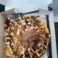 Hazelnut waffle at Creams Cafe in Blackpool