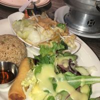 Dinner or lunch menu “ mixed vegetables “ in the back a “tom yum vegetables “ at Bright Star in Rancho Cucamonga