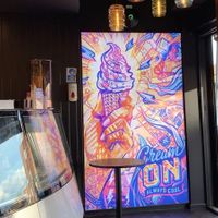 interior signage at Creams Cafe in Borehamwood