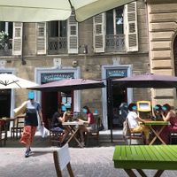 Outside tables  at Kirkuk Kaffe in Turin