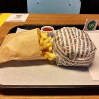 Burger and fries at The Hamburger Foundation - Philippe-Plantamour in Geneva