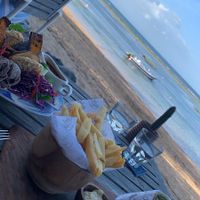 Plant based sandwich with fries & hummus at Soul on the Beach in Sanur