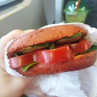 Meditteranian burger at O'mellis Juice & Smoothie Bar in Vienna