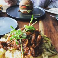 Jackfruit fries & lentil burger  at Good Food Emporium Cafe - Illume in Narre Warren