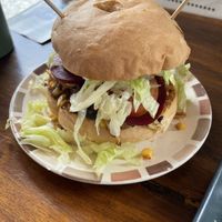 Lentil and salad burger  at mount molloy license in Mount Molloy