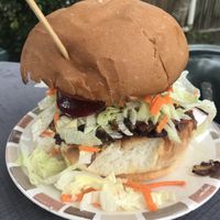 Vegan burger  at mount molloy license in Mount Molloy