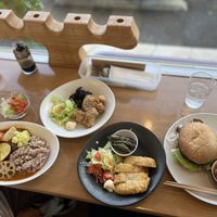 Curry, veggie burger, karaage and cutlets  at Easy Life Cafe in Narita