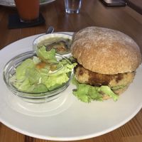 Grilled tofu burger, with sides   at Easy Life Cafe in Narita
