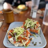 Vegan bagel and lox   at Simple Cafe in Asheville