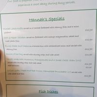 Menu at Hannah's in West Kirby