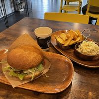 the mongolei burger (10.90) pommes (3.90 and the mongolei salad (3.90)  at Vegan Burger in Dornbirn