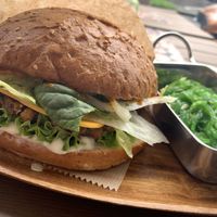 Chickpea burger and sea weed salad  at Vegan Burger in Dornbirn