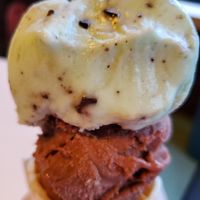 Chocolate and mint chocolate almond milk ice cream at Cone Sweet Cone in Gettysburg