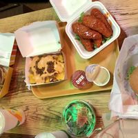 Big Mac, fish filet, wings, loaded fries..and don’t forget the milkshakes!   Got a salad too but it didn’t stand a chance 😝 at Plant Power Fast Food in Long Beach