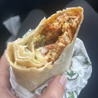 Buffalo “chicken” wrap   at Plant Power Fast Food in Long Beach