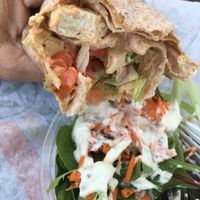 ‘Chicken’ wrap with chipotle sauce  at Plant Power Fast Food in Long Beach