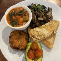 Small serve of the vegan breakfast   at Samuel Pepys Cafe in Launceston