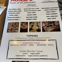 Pupusa menu at Monse's Pupuseria in Colorado Springs