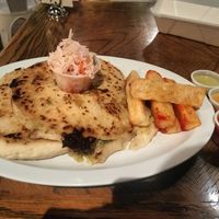 Soyrizo and vegan cheese, pueblo chile and vegan cheese at Monse's Pupuseria in Colorado Springs