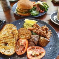The big breakky and breakky burger at Coffee Society in Rockhampton
