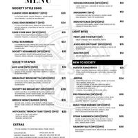 Current menu  at Coffee Society in Rockhampton