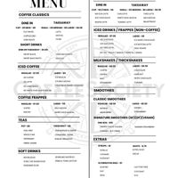 Current menu  at Coffee Society in Rockhampton