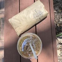 Wrap and iced coffeee  at Coffee Society in Rockhampton