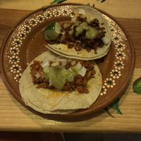Chorizo and al pastor tacos at Aguacate Limon in Tulum