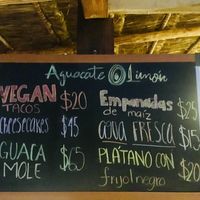 Menu at Aguacate Limon in Tulum