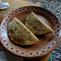 Sausage and potato empanandas at Aguacate Limon in Tulum