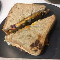 Tempeh toastie with vegan cheese at Mostly Sometimes in Fremantle