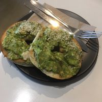 Avo and vegan feta bagel at Mostly Sometimes in Fremantle