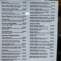 Menu with vegan option under vegetarian list   at Chanakya South Indian Cusine in Christchurch