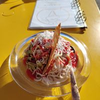 Spaghetti ice cream at Eisdiele Frohnatur in Kassel