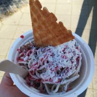 Spagettieis mit selbst ausgesuchten Eissorten und veganer Sahne! at Eisdiele Frohnatur in Kassel