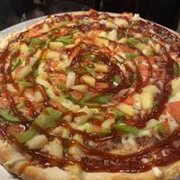 vegan cheese - veggie BBQ pizza! at Pizza Jerks in Lake George