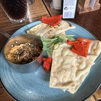 Hummus with pita bread  at Friend at Hand in London