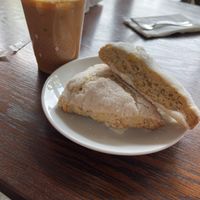Vegan lemon scones with iced coffee  at Antoinette Baking Co in Tulsa