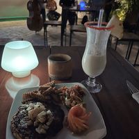 The vegan burger was very special and I did not expect such flavors here in Vinales!  Nice environment nice music and perfect piña colada!  at Jardin del Arte Sano in Vinales