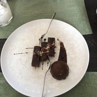Grandma's cake and chocolate sorbet at Dalmatino in Hvar