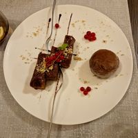 Cake and chocolate sorbet at Dalmatino in Hvar