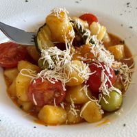 Vegan gnocchi with roasted vegetables. They offer grated smoked tofu as a Parmesan alternative which I didn’t love as the flavour is a bit overwhelming. But still a delicious mea at Dalmatino in Hvar