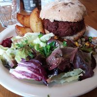 veggie burger at The Treehouse Restaurant in Aberystwyth