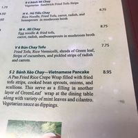 Vegan and vegetarian menu  at Miss Saigon Sandwiches & Noodles in Virginia Beach